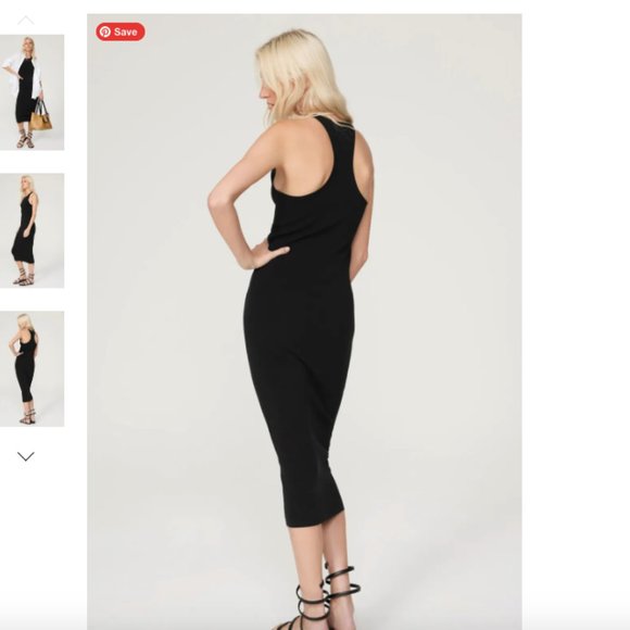 BLACK Ribbed Midi Dress in w Racerback - Picture 6 of 6